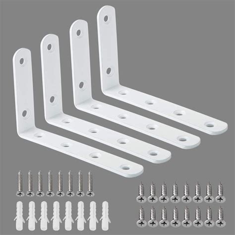 small white metal brackets|small white l brackets.